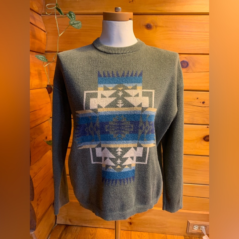 Pendleton Green Chief Joseph Sweater Size M